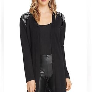 Vince Camuto Studded Shoulder Black Cardigan Sweater Size Large NWT